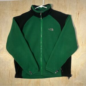 The North Face Fleece Jacket LARGE Baggy Green Full Zip Outdoor Hike Casual Warm